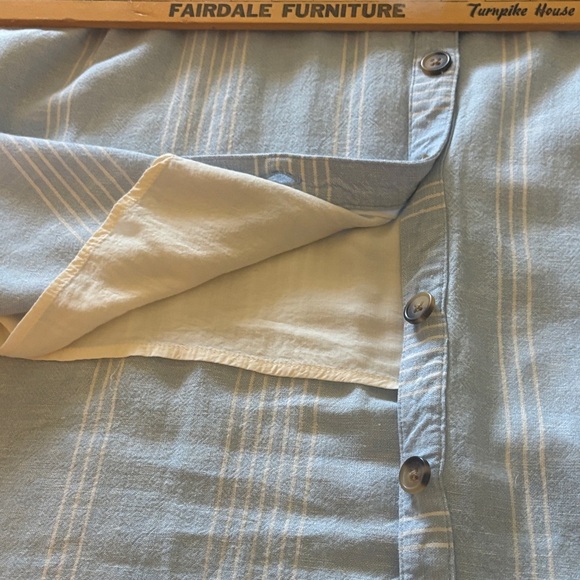 Light Blue with White Striped Ruffle Sleeve Button Front Dress LNWOT - Picture 12 of 14